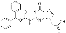 structure of CAS# 169287-79-0, 2-[[(Diphenylmethoxy)carbonyl]amino]-1,6-dihydro-6-oxo-9H-purine-9-acetic acid
