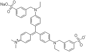 structure of CAS# 1694-09-3, Acid Violet 49;C.I. 42640; Sodium 3-[[[4-[(4-dimethylazaniumylidene-1-cyclohexa-2,5-dienylidene)-[4-[ethyl-[(3-sulfonatophenyl)methyl]amino]phenyl]methyl]phenyl]-ethylamino]methyl]benzenesulfonate; N-[4-[[4-(Dimethylamino)phenyl][4-[ethyl[(3-sulfophenyl)methyl]amino]phenyl]methylene]-2,5-cyclohexadien-1-ylidene]-N-ethyl-3-sulfobenzenemethanaminium inner salt sodium salt