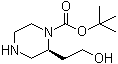 structure of CAS# 169448-17-3, (S)-2-(2-Hydroxyethyl)piperazine-1-carboxylic acid tert-butyl ester