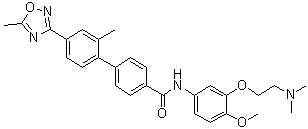 structure of CAS# 170230-39-4, N-[3-[2-(Dimethylamino)ethoxy]-4-methoxyphenyl]-2'-methyl-4'-(5-methyl-1,2,4-oxadiazol-3-yl)-[1,1'-biphenyl]-4-carboxamide;SB 216641