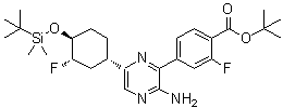 结构式 CAS# 1715032-87-3, 4-[3-氨基-6-[(1S,3S,4S)-4-[[(1,1-二甲基乙基)二甲基硅烷基]氧基]-3-氟环己基]-2-吡嗪基]-2-氟-苯甲酸叔丁酯