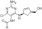 structure of CAS# 171887-04-0, N-[2-Amino-4-chloro-6-[[(1R,4S)-4-(hydroxymethyl)-2-cyclopenten-1-yl]amino]-5-pyrimidinyl]formamide