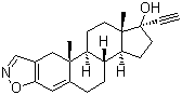 结构式 CAS# 17230-88-5, 达那唑; 17alpha-孕甾-2,4-二烯-20-炔并[2,3-d]异噁唑-17beta-醇; 炔羟雄烯异噁唑