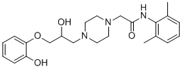 structure of CAS# 172430-45-4, o-Desmethyl ranolazine;N-(2,6-dimethylphenyl)-2-[4-[2-hydroxy-3-(2-hydroxyphenoxy)propyl]piperazin-1-yl]acetamide