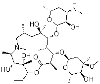 structure of CAS# 172617-84-4, N'-(Desmethyl)azithromycin;(2R,3S,4R,5R,8R,10R,11R,12S,13S,14R)-13-[(2,6-Dideoxy-3-C-methyl-3-O-methyl-alpha-L-ribo-hexopyranosyl)oxy]-2-ethyl-3,4,10-trihydroxy-3,5,6,8,10,12,14-heptamethyl-11-[[3,4,6-trideoxy-3-(methylamino)-beta-D-xylo-hexopyranosyl]oxy]-1-oxa-6-azacyclopentadecan-15-one; 3'-N-Demtyhelazithromycin; CP 64434