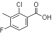 structure of CAS# 173315-54-3, 2-Chloro-4-fluoro-3-methylbenzoic acid