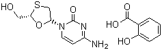 structure of CAS# 173522-96-8, Lamivudine salicylate;(2R-cis)-4-Amino-1-[2-(hydroxymethyl)-1,3-oxathiolan-5-yl]-2(1H)-pyrimidinone 2-hydroxybenzoate