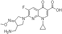 structure of CAS# 175463-14-6, Gemifioxacin;7-(3-Aminomethyl)-4-methoxyimino-pyrrolidin-1-yl)-1-cyclopropyl-6-fluoro-4-oxo-1, 4-dihydro-[1, 8]naphthyridine-3-carboxylic acid