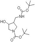 structure of CAS# 175463-34-0, 4-Boc-aminomethyl-1-N-Boc-pyrrolidin-3-ol;4-Boc-aminomethyl-3-hydroxy-1-N-Boc-pyrrolidine