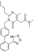 2-Butyl-1,6-dihydro-N,N,4-trimethyl-6-oxo-1-[[2'-(1H-tetrazol-5-yl)[1,1'-biphenyl]-4-yl]methyl]-5-pyrimidineacetamide molecular structure (CAS 178554-19-3)