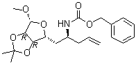 Methyl 5,6,7,8,9-pentadeoxy-2,3-O-(1-methylethylidene)-6-[[(phenylmethoxy)carbonyl]amino]-alpha-L-talo-non-8-enofuranoside molecular structure (CAS 180776-29-8)
