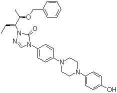 结构式 CAS# 184177-83-1, 2-[(1S,2S)-1-乙基-2-苄氧基丙基]-2,4-二氢-4-[4-[4-(4-羟基苯基)-1-哌嗪基]苯基]-3H-1,2,4-三氮唑-3-酮