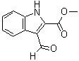 structure of CAS# 18450-26-5, 3-Formyl-1H-indole-2-carboxylic acid methyl ester;3-Formyl-2-(methoxycarbonyl)indole