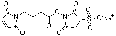 structure of CAS# 185332-92-7, 2,5-Dihydro-2,5-dioxo-1H-pyrrole-1-butanoic acid 2,5-dioxo-3-sulfo-1-pyrrolidinyl ester sodium salt