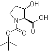 结构式 CAS# 187039-57-2, (2S,3S)-3-羟基-1,2-吡咯烷二甲酸 1-叔丁酯