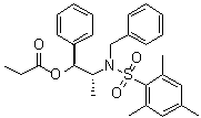 structure of CAS# 187324-67-0, 2,4,6-Trimethyl-N-[(1R,2S)-1-methyl-2-(1-oxopropoxy)-2-phenylethyl]-N-(phenylmethyl)benzenesulfonamide