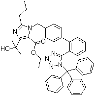 structure of CAS# 189400-21-3, 4-(1-Hydroxy-1-methylethyl)-2-propyl-1-[[2'-[(triphenylmethyl)-1H-tetrazol-5-yl][1,1'-biphenyl]-4-yl]methyl]-1H-imidazole-5-carboxylic acid ethyl ester