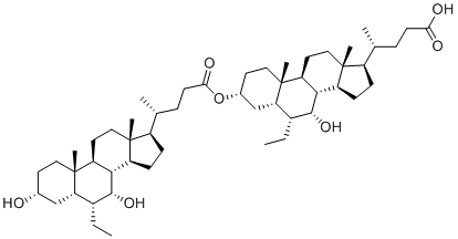 structure of CAS# 1908444-28-9, Obeticholic Acid Dimer;7-epi-Obeticholic acid 3-obeticholate ester;(4R)-4-[(3R,5S,6R,7R,8S,9S,10S,13R,14S,17R)-6-ethyl-3-[(4R)-4-[(3R,5S,6R,7R,8S,9S,10S,13R,14S,17R)-6-ethyl-3,7-dihydroxy-10,13-dimethyl-2,3,4,5,6,7,8,9,11,12,14,15,16,17-tetradecahydro-1H-cyclopenta[a]phenanthren-17-yl]pentanoyl]oxy-7-hydroxy-10,13-dimethyl-2,3,4,5,6,7,8,9,11,12,14,15,16,17-tetradecahydro-1H-cyclopenta[a]phenanthren-17-yl]pentanoic acid