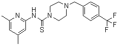 structure of CAS# 1916571-90-8, N-(4,6-Dimethyl-2-pyridinyl)-4-[[4-(trifluoromethyl)phenyl]methyl]-1-piperazinecarbothioamide;NCT 503
