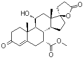 structure of CAS# 192704-56-6, 11alpha-Hydroxy-7alpha-(methoxycarbonyl)-3-oxopregn-4-ene-21,17alpha-carbolactone;11alpha-Hydroxymexrenone