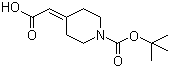 结构式 CAS# 193085-24-4, 1-叔丁氧羰基哌啶-4-亚基乙酸
