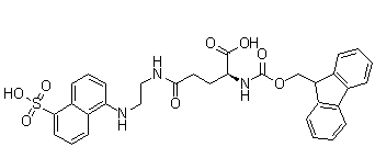structure of CAS# 193475-66-0, N2-[(9H-Fluoren-9-ylmethoxy)carbonyl]-N-[2-[(5-sulfo-1-naphthalenyl)amino]ethyl]-L-glutamine;Fmoc-Glu(EDANS)-OH