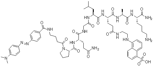 1-[4-[[4-[[4-(Dimethylamino)phenyl]azo]benzoyl]amino]-1-oxobutyl]-L-prolyl-L-glutaminylglycyl-L-leucyl-N-[2-[(5-sulfo-1-naphthalenyl)amino]ethyl]-L-glutaminyl-L-alanyl-L-lysinamide molecular structure (CAS 193475-71-7)