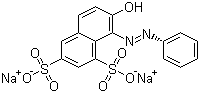结构式 CAS# 1936-15-8, 酸性橙 10; 橙黄 G; 7-羟基-8-(苯基偶氮基)-1,3-萘二磺酸二钠盐
