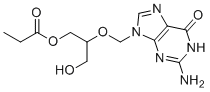[2-[(2-amino-6-oxo-1H-purin-9-yl)methoxy]-3-hydroxypropyl] propanoate molecular structure (CAS 194159-18-7)