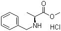 structure of CAS# 19460-85-6, N-Benzyl-L-alanine methyl ester hydrochloride;BzL-ala-oMe HCl; (S)-Methyl 2-(benzylamino)propanoate hydrochloride