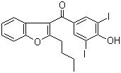 structure of CAS# 1951-26-4, 2-Butyl-3-(3,5-Diiodo-4-hydroxy benzoyl) benzofuran;(2-Butyl-3-benzofuranyl)(4-hydroxy-3,5-diiodophenyl)-methanone; 2-Butyl-3-benzofuranyl 4-hydroxy-3,5-diiodophenyl ketone