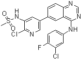 structure of CAS# 1952236-05-3, N-[2-Chloro-5-[4-[(3-chloro-4-fluorophenyl)amino]-6-quinazolinyl]-3-pyridinyl]methanesulfonamide