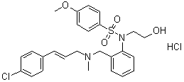 结构式 CAS# 1956426-56-4, N-[2-[[[3-(4-氯苯基)-2-丙烯-1-基]甲基氨基]甲基]苯基]-N-(2-羟基乙基)-4-甲氧基苯磺酰胺盐酸盐