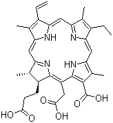 结构式 CAS# 19660-77-6, 二氢卟吩 E6; (2S-反式)-18-羧基-20-(羧甲基)-13-乙基-2,3-二氢3,7,12,17-四甲基-8-乙烯基-21H,23H-卟吩-2-丙酸