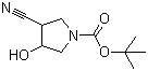 结构式 CAS# 197143-33-2, N-叔丁氧羰基-3-氰基-4-羟基吡咯烷