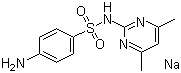 结构式 CAS# 1981-58-4, 磺胺二甲嘧啶钠; N-(4,6-二甲基-2-嘧啶基)-4-氨基苯磺酰胺钠盐
