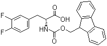 结构式 CAS# 198545-59-4, Fmoc-D-3,4-二氟苯丙氨酸; N-(9-芴甲氧羰酰基)-FMOC-D-3,4-二氟苯丙氨酸