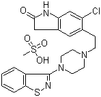 structure of CAS# 199191-69-0, Ziprasidone mesilate;5-[2-[4-(1,2-Benzisothiazol-3yl)-1-piperazinyl]ethyl]-6-chloro-1,3-dihydro-2H-indol-2-one mesilate