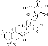 structure of CAS# 20183-47-5, Tenuifolin;2beta,27-Dihydroxy-3beta-(beta-D-glucopyranosyloxy)oleana-12-ene-23,28-dioic acid