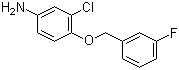 structure of CAS# 202197-26-0, 3-Chloro-4-(3-fluorobenzyloxy)aniline;3-Chloro-4-(3-fluorobenzyloxy)phenylamine; 4-(3-Fluorobenzyloxy)-3-chlorobenzenamine