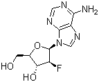9-(2-脱氧-2-氟-beta-D-阿拉伯呋喃基)腺嘌呤分子结构 (CAS 20227-41-2)