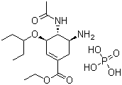 structure of CAS# 204255-11-8, Oseltamivir phosphate;Tamiflu; Ethyl (3R,4R,5S)-4-acetamido-5-amino-3-pentan-3-yloxycyclohexene-1-carboxylate phosphate