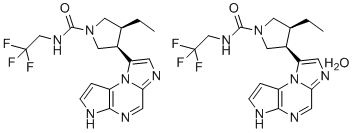 structure of CAS# 2050057-56-0, Upadacitinib hemihydrate;(3S,4R)-3-ethyl-4-(1,5,7,10-tetrazatricyclo[7.3.0.02,6]dodeca-2(6),3,7,9,11-pentaen-12-yl)-N-(2,2,2-trifluoroethyl)pyrrolidine-1-carboxamide;hydrate