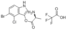 structure of CAS# 207725-18-6, (S)-5-Bromo-4-chloro-1H-indol-3-yl 2-aminopropanoate 2,2,2-trifluoroacetate;(5-bromo-4-chloro-1H-indol-3-yl) (2S)-2-aminopropanoate;2,2,2-trifluoroacetic acid