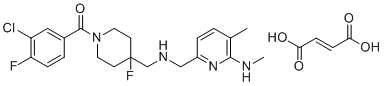 structure of CAS# 208109-39-1, F13714 fumarate;(E)-but-2-enedioic acid;(3-chloro-4-fluorophenyl)-[4-fluoro-4-[[[5-methyl-6-(methylamino)pyridin-2-yl]methylamino]methyl]piperidin-1-yl]methanone