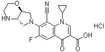 structure of CAS# 209342-41-6, Finafloxacin hydrochloride;8-Cyano-1-cyclopropyl-6-fluoro-7-[(4aS,7aS)-hexahydropyrrolo[3,4-b]-1,4-oxazin-6(2H)-yl]-1,4-dihydro-4-oxo-3-quinolinecarboxylic acid monohydrochloride