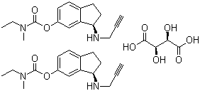 structure of CAS# 209394-46-7, Ladostigil tartrate;Ethylmethyl-carbamic acid (3R)-2,3-dihydro-3-(2-propynylamino)-1H-inden-5-yl ester (2R,3R)-2,3-dihydroxybutanedioate (2:1)
