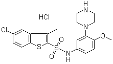 structure of CAS# 209481-24-3, SB 271046A;SB 271046 hydrochloride; 5-Chloro-N-[4-methoxy-3-(1-piperazinyl)phenyl]-3-methylbenzo[b]thiophene-2-sulfonamide hydrochloride
