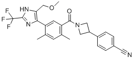 结构式 CAS# 2097262-58-1, 4-[1-[5-[5-(甲氧基甲基)-2-(三氟甲基)-1H-咪唑-4-基]-2,4-二甲基苯甲酰]氮杂环丁-3-基]苯甲腈