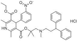 structure of CAS# 210579-71-8, Lercanidipine EP Impurity D;5-O-[1-[3,3-diphenylpropyl(methyl)amino]-2-methylpropan-2-yl] 3-O-ethyl 2,6-dimethyl-4-(3-nitrophenyl)-1,4-dihydropyridine-3,5-dicarboxylate;hydrochloride
